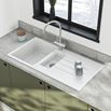 Vellamo 1.5 Bowl Matt White Composite Kitchen Sink & Waste with Reversible Drainer - 1000 x 500mm