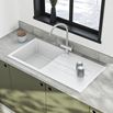 Vellamo Designer 1 Bowl Matt White Composite Kitchen Sink & Waste with Reversible Drainer - 1000 x 500mm