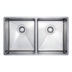 Vellamo Designer Double Bowl Undermount Stainless Steel Kitchen Sink & Waste Kit - 750 x 440mm