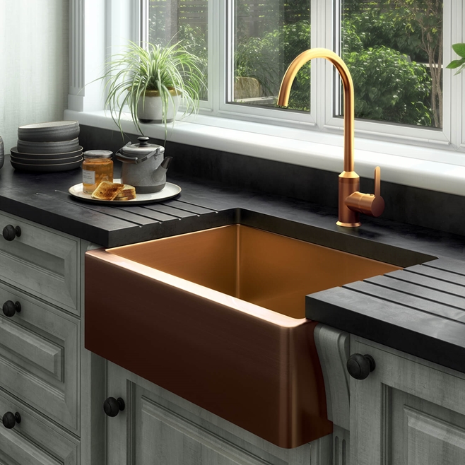 Vellamo Designer Belfast Single Bowl Stainless Steel Kitchen Sink & Waste - 600 x 450mm