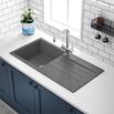 Vellamo Designer 1 Bowl Matt Grey Composite Kitchen Sink & Waste with Reversible Drainer - 1000 x 500mm