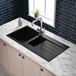 Vellamo Designer 1.5 Bowl Matt Black Composite Kitchen Sink & Waste with Reversible Drainer - 1000 x 500mm