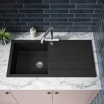 Vellamo Designer 1 Bowl Comite Composite Kitchen Sink & Waste with Reversible Drainer - 1000 x 500mm