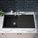 Vellamo Designer 1 Bowl Matt Black Comite Composite Kitchen Sink & Waste with Reversible Drainer - 1000 x 500mm