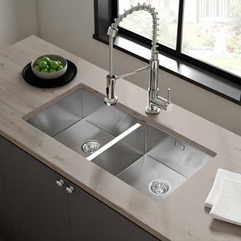Vellamo Edge 2 Bowl Undermount Stainless Steel Kitchen Sink & Waste Kit - 860 x 430mm