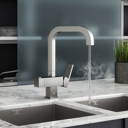 Vellamo Fire Filtered Cold & Instant Boiling Water Tap with Filter & WRAS Approved Boiler Tank - Brushed Steel