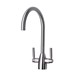 Vellamo Hero Twin Lever Mono Kitchen Mixer Tap with Complete Filter Kit - Brushed Nickel