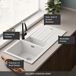 Vellamo Horizon 1.5 Bowl Graphite Grey Granite Composite Kitchen Sink & Waste - 1000 x 500mm