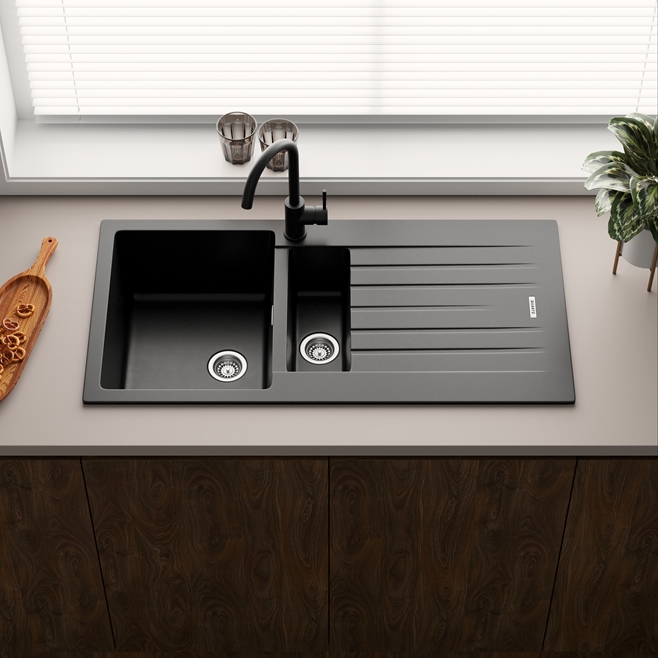 Vellamo Horizon 1.5 Bowl Granite Composite Kitchen Sink & Waste - 1000 x 500mm