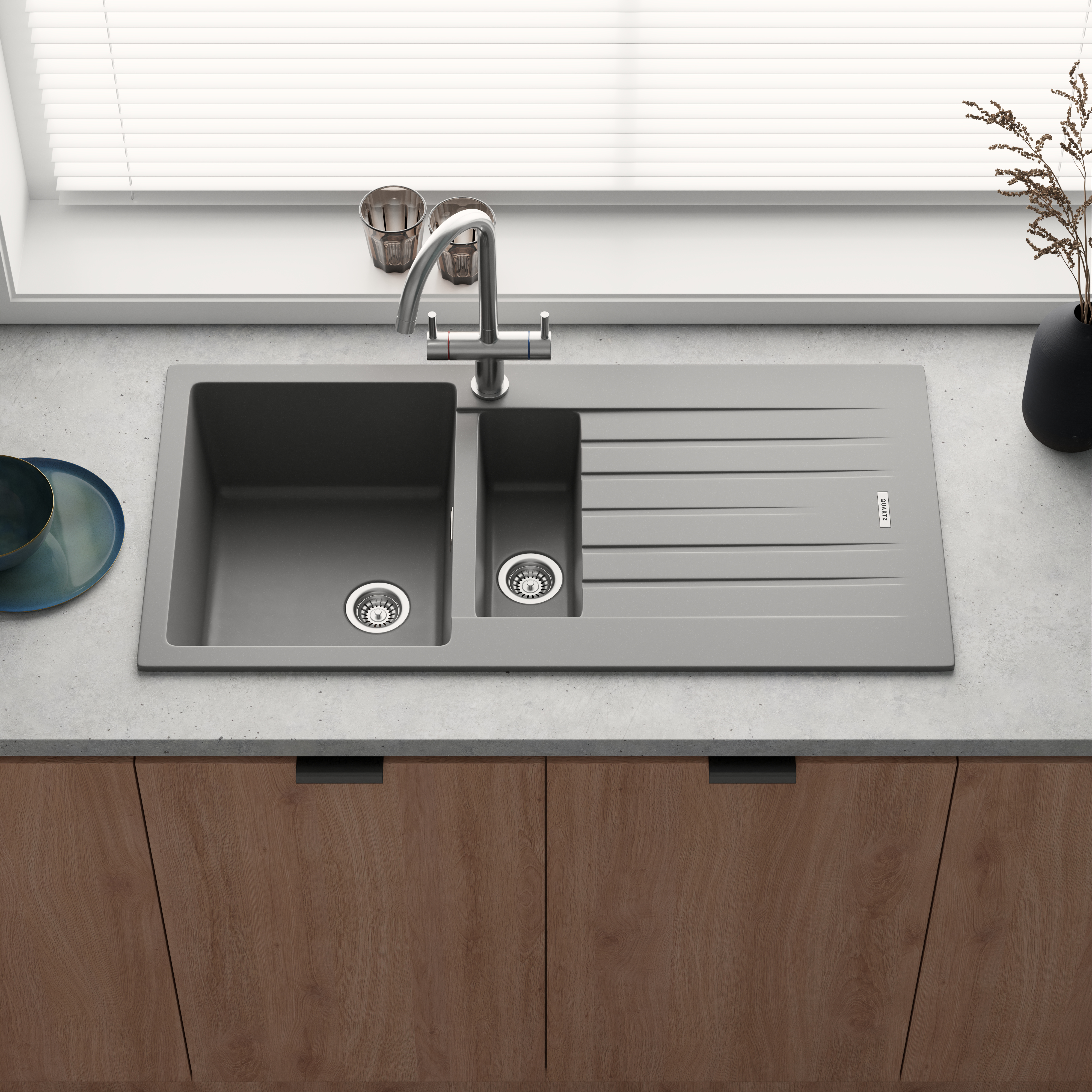 Vellamo Horizon 1.5 Bowl Granite Composite Kitchen Sink & Waste 1000