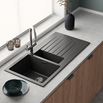 Vellamo Horizon 1.5 Bowl Gunmetal Grey Granite Composite Kitchen Sink & Waste - 1000 x 500mm