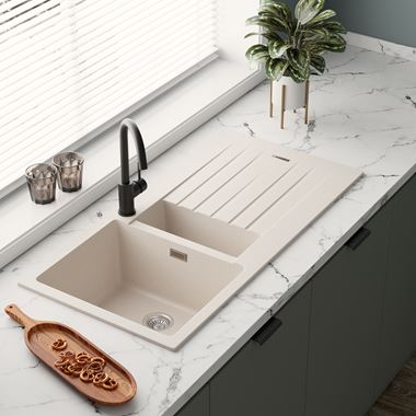 Vellamo Horizon 1.5 Bowl Stone Granite Composite Kitchen Sink & Waste - 1000 x 500mm