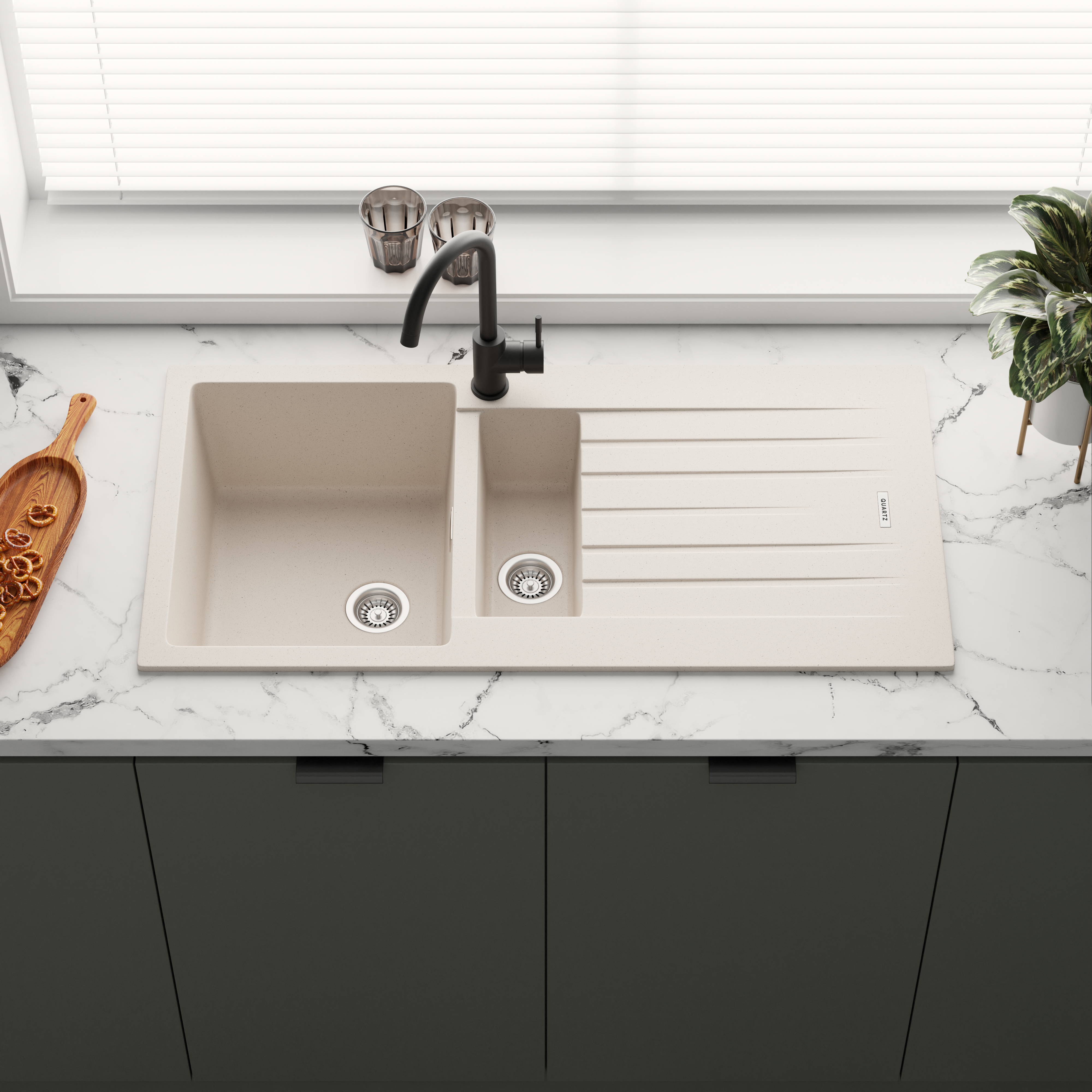 Vellamo Horizon 1.5 Bowl Granite Composite Kitchen Sink & Waste 1000