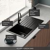 Vellamo Horizon Compact 1 Bowl Stone Granite Composite Kitchen Sink & Waste - 860 x 500mm
