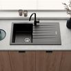 Vellamo Horizon Compact 1 Bowl Black Granite Composite Kitchen Sink & Waste - 860 x 500mm