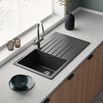Vellamo Horizon Compact 1 Bowl Gunmetal Grey Granite Composite Kitchen Sink & Waste - 860 x 500mm