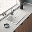 Vellamo Horizon Compact 1 Bowl White Granite Composite Kitchen Sink & Waste - 860 x 500mm