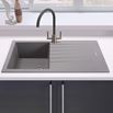 Vellamo Horizon Compact 1 Bowl Graphite Grey Granite Composite Sink & Waste Kit with Reversible Drainer - 860 x 500mm