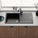 Vellamo Horizon Large Single Bowl Black Granite Composite Kitchen Sink & Waste - 1000 x 500mm