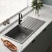 Vellamo Horizon Large Single Bowl Graphite Grey Granite Composite Kitchen Sink & Waste - 1000 x 500mm