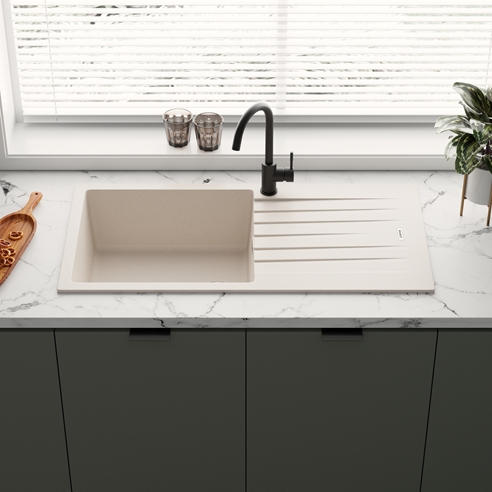Vellamo Horizon Large Single Bowl Granite Composite Kitchen Sink & Waste - 1000 x 500mm