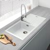 Vellamo Horizon Large 1 Bowl White Granite Composite Sink & Waste Kit with Reversible Drainer - 1000 x 500mm