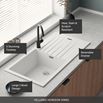 Vellamo Horizon Large Single Bowl Graphite Grey Granite Composite Kitchen Sink & Waste - 1000 x 500mm