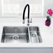 Vellamo Horizon Undermount 1.5 Bowl Stainless Steel Kitchen Sink & Waste Kit with Right Hand Half Bowl - 740mm x 450mm