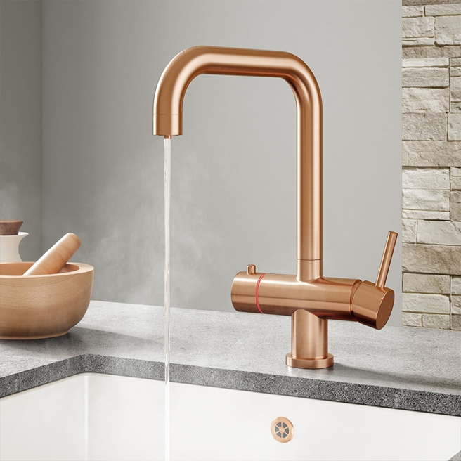 Vellamo Kaffe 3-in-1 Instant Hot Water Tap with Boiler Unit & Filter - Brushed Copper