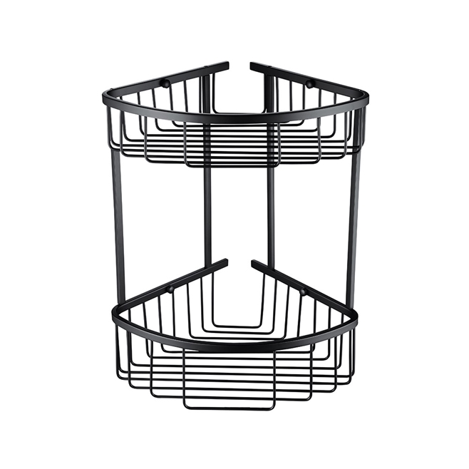 Vellamo Matt Black Double Corner Shower Basket