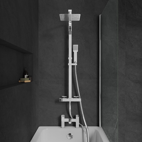 Vellamo Reveal WRAS-Approved Modern Thermostatic Shower Set with Thin Fixed Head