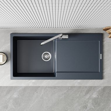 Vellamo Rocca Large 1 Bowl Granite Composite Inset Kitchen Sink & Waste - 1000 x 500mm