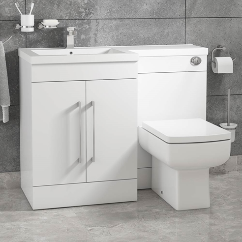 Vellamo Structure 1100mm Combination Basin & Toilet Unit - Gloss White