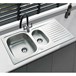 Vellamo Sunrise 1.5 Bowl Satin Stainless Steel Kitchen Sink & Waste with Reversible Drainer - 950 x 508mm