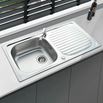 Vellamo Sunrise 1 Bowl Satin Stainless Steel Kitchen Sink & Waste with Reversible Drainer - 950 x 508mm