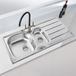 Vellamo Sunrise 1.5 Bowl Satin Stainless Steel Kitchen Sink & Waste with Reversible Drainer - 965 x 500mm