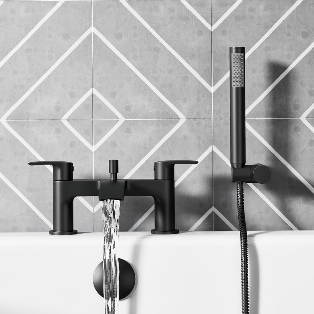 Vellamo Swift Matt Black Bath Shower Mixer & Kit Tap Warehouse