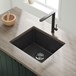 Vellamo Terra 1 Bowl Black Granite Composite Inset/Undermount Kitchen Sink & Waste Kit - 533 x 457mm