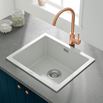 Vellamo Terra 1 Bowl White Granite Composite Inset / Undermount Kitchen Sink & Waste - 533 x 457mm