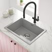 Vellamo Terra Large 1 Bowl Graphite Grey Granite Composite Inset / Undermount Kitchen Sink & Waste - 610 x 460mm