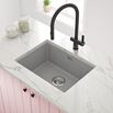 Vellamo Terra Large 1 Bowl Graphite Grey Granite Composite Inset/Undermount Kitchen Sink & Waste Kit - 610 x 460mm