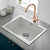 Vellamo Terra Large 1 Bowl White Granite Composite Inset / Undermount Kitchen Sink & Waste - 610 x 460mm
