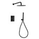 Vellamo Matt Black Twist Shower Package with 2 Outlet Valve, Fixed Head & Arm and Wall Shower Kit