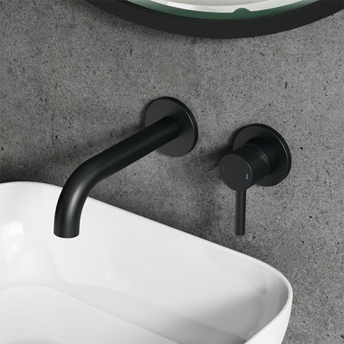 Harbour Clarity Matt Black Wall Mounted Basin Tap with Easy Plumb Installation Kit