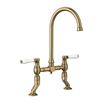Blanco Vicus Twin Lever Traditional Kitchen Bridge Mixer Tap - Brushed Brass