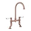 Blanco Vicus Twin Lever Traditional Kitchen Bridge Mixer Tap - Brushed Copper
