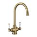 Blanco Vicus Twin Lever WRAS Approved Traditional Mono Kitchen Mixer Tap - Brushed Brass