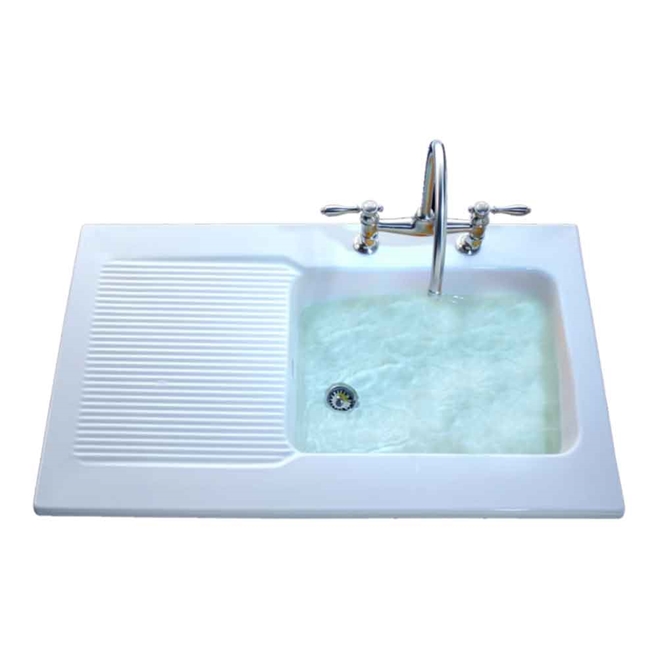 Villeroy & Boch Mogador White Ceramic Single Bowl Sink with Reversible Drainer - 1000 x 600mm