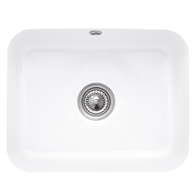 Villeroy & Boch Cisterna White Ceramic Large Single Bowl Undermount Kitchen Sink - 550mm x 440mm
