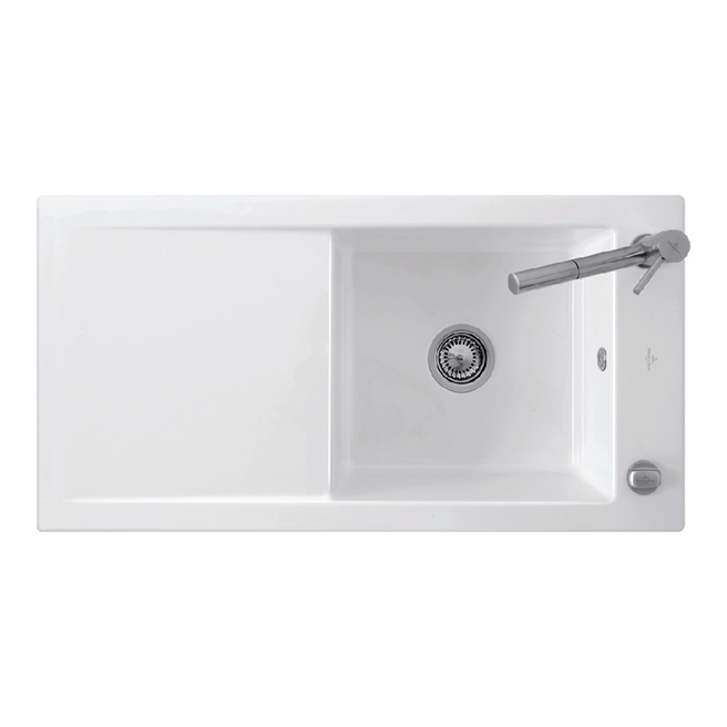 Villeroy & Boch Timeline 60 White CeramicPlus Single Bowl Sink with Reversible Drainer - 1000mm x 510mm